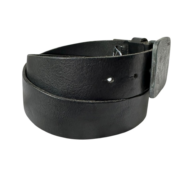 Genuine DIESEL Trapano Black Leather Belt With Silver Buckle For Men 36 - Picture 4 of 11